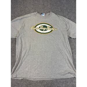 VINTAGE Green Bay Packers Shirt Mens 2XL Gray Graphic NFL Football Sport One Tee